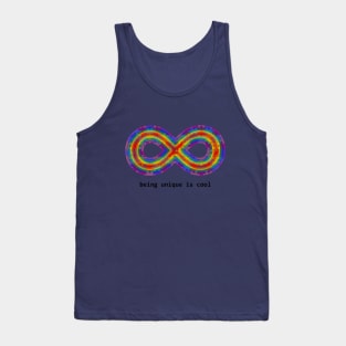 being autistic is cool infinity jigsaw white text Tank Top